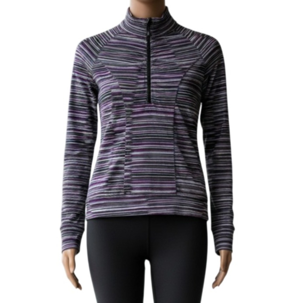 Soybu Womens XS Purple Space Dye Half Zip Pullover Mock Neck Yoga Running Layer